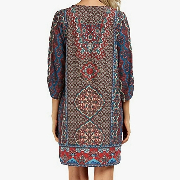 Urban Coco Bohemian Split V- Neck Tassle Tie Side Slit Swimsuit Cover-up Size XL - Picture 4 of 13